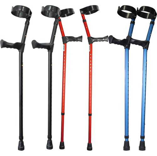 Adjustable underarm and elbow crutches