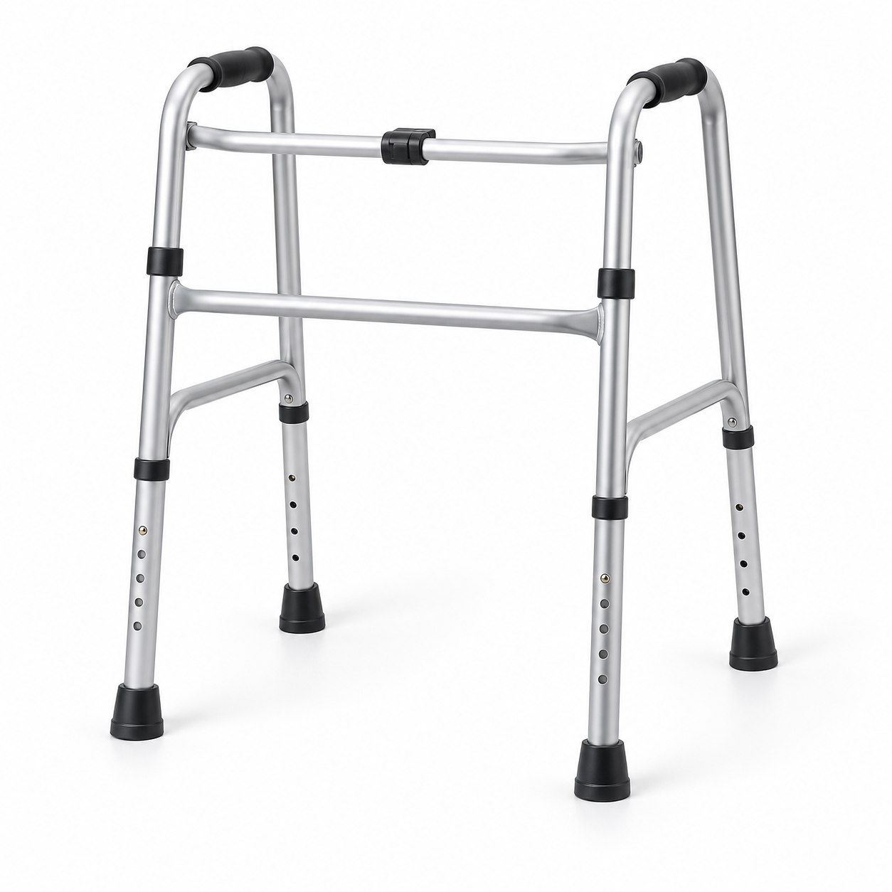 Foldable height-adjustable walking frame